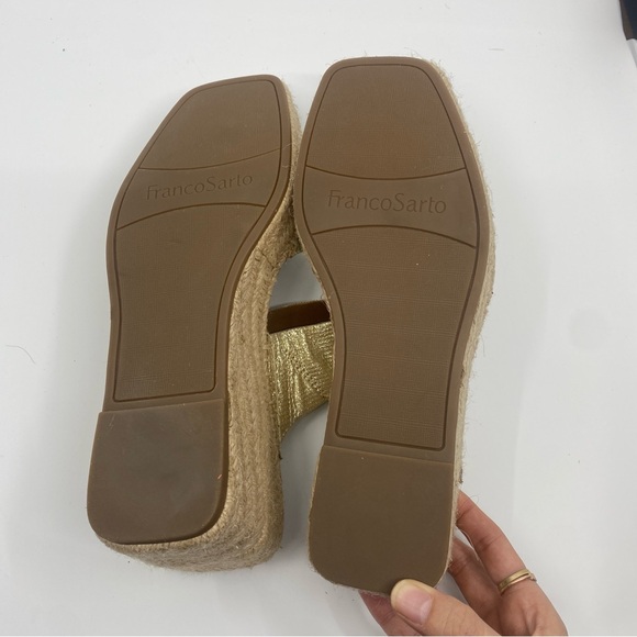 New Franco Sarto gold espadrille platform sandals 7.5 - Picture 8 of 10